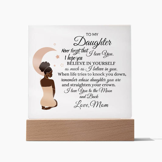 To The Moon and Back Daughter Acrylic Square Plaque (Queen)