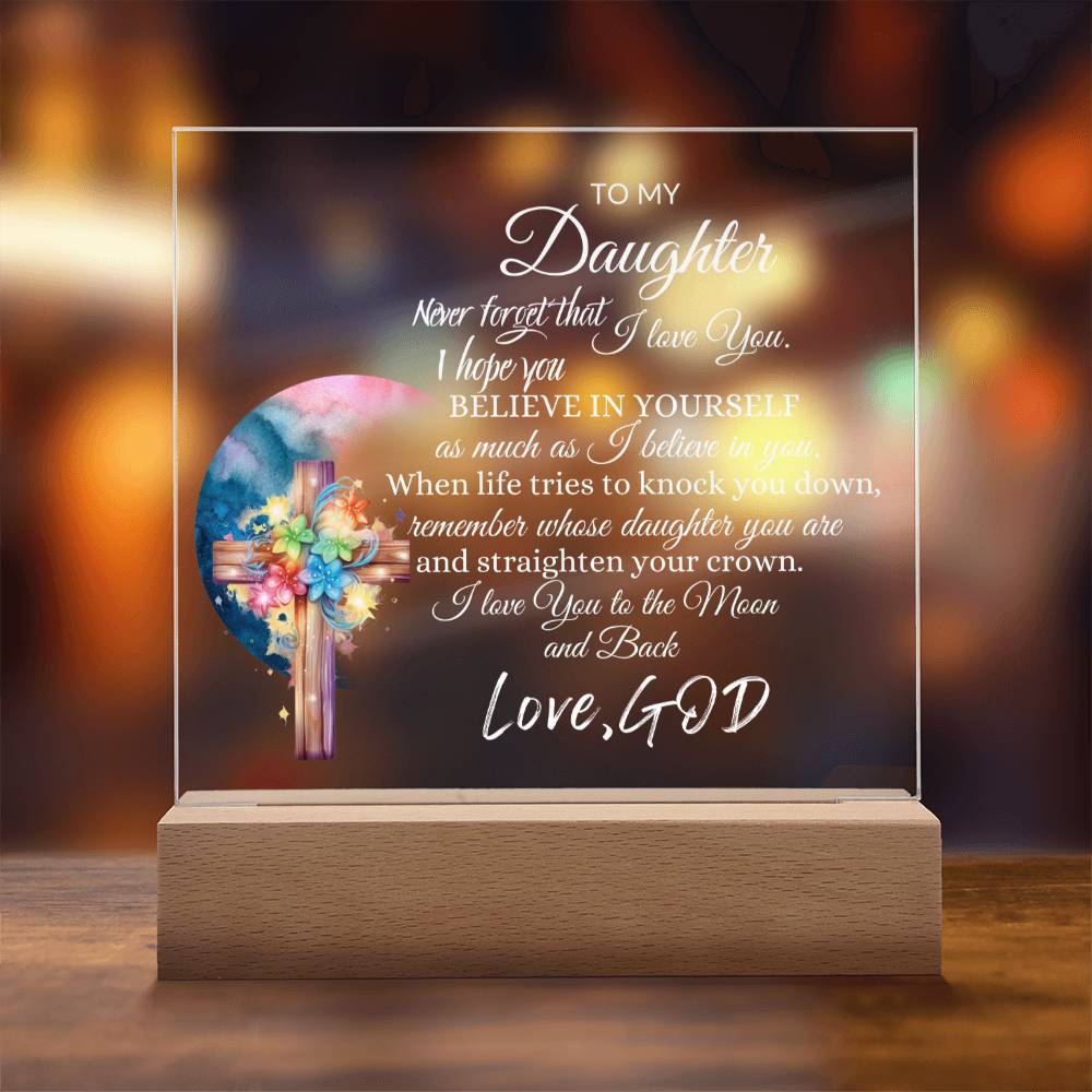 Inspirational acrylic plaque/night light for daughter